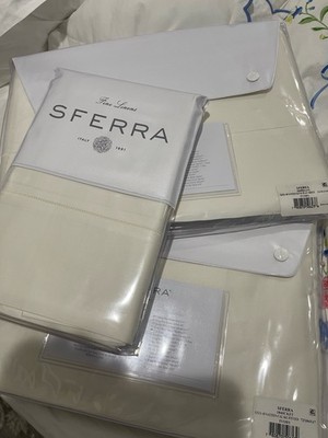$2883 SFERRA Italy NWT (4pc) CK Sheet Sheet Set Giza-45 Cotton Sateen IVORY 17  