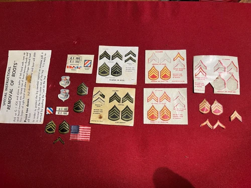 VINTAGE HASBRO 1964 GIJOE Assorted Chevron stickers sheets and loose stickers.