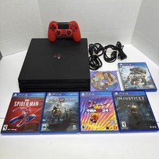 Sony PS4 Pro 1TB CUH-7015B Bundle - Red Controller 6 Games: NBA 2K24 Spider-Man