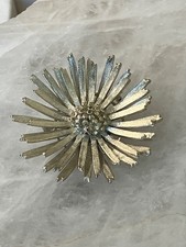 VINTAGE BSK STARBURST FLOWER BROOCH PIN SILVER TONE 2" 26G