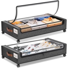 Yecaye Under Bed Storage with Wheels, 2Pack Large 2pack , Grey