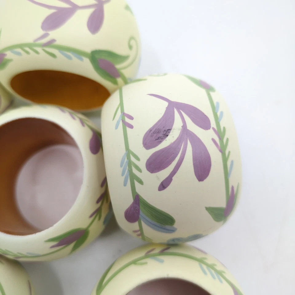 Juego de 8 servilleteros florales de madera pintados a mano decoración de mesa Cottagecore Foto 2 de 4