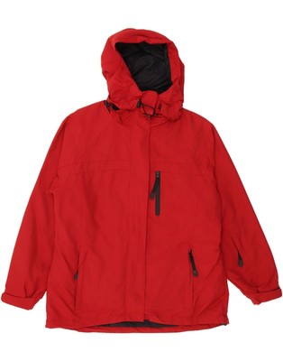 EDDIE BAUER Womens Hooded Windbreaker Jacket UK 16 Large Red Polyester ZX03