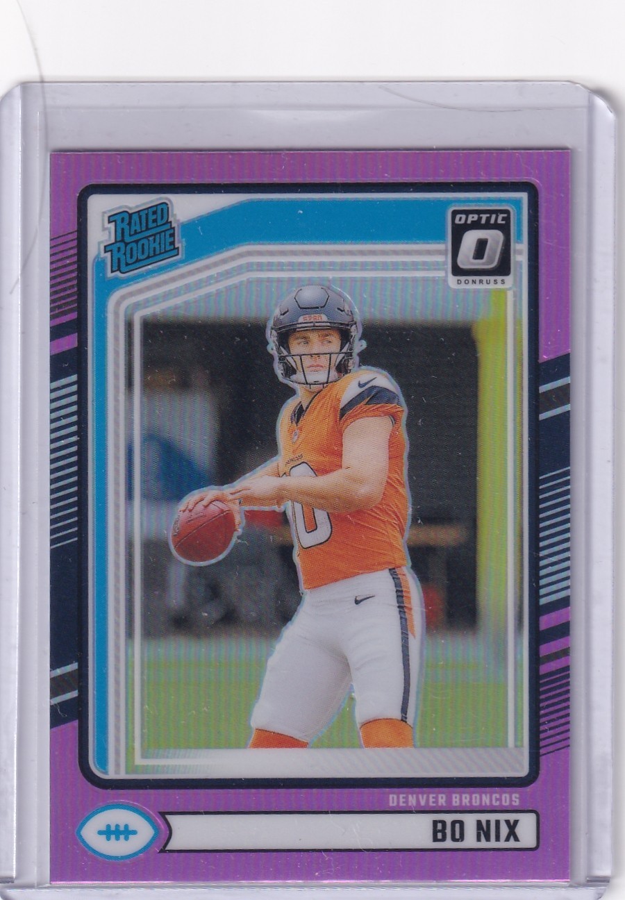 2024 Panini Donruss - Rated Rookie Bo Nix #369 Optic Preview Pink Prizm (RC)