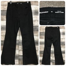 Old Navy High Rise Wow Flare Jeans Women  s 10 Black Denim Stretch Inseam 29 