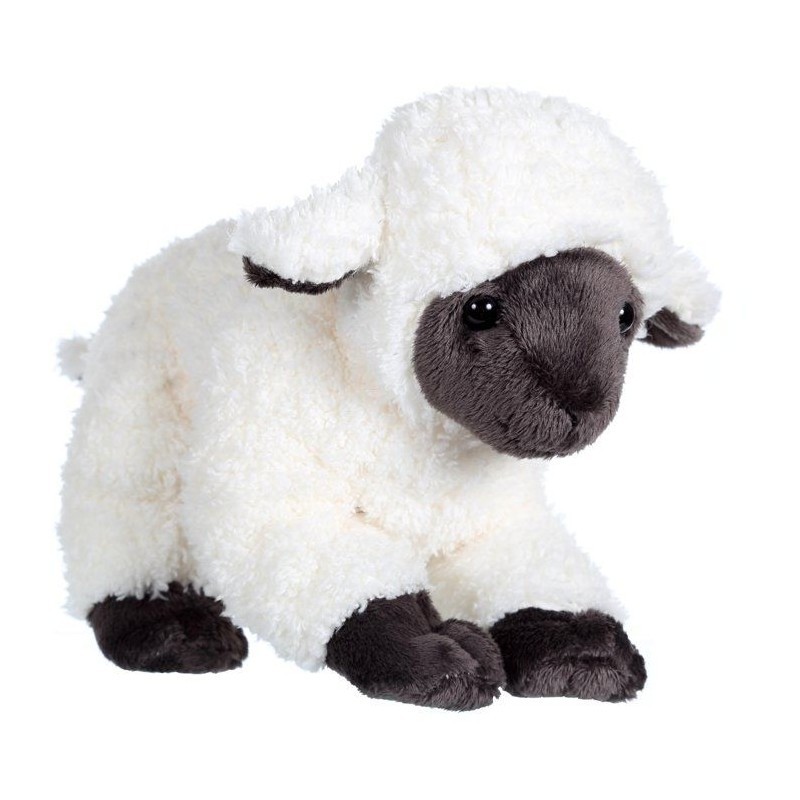 Peluche agneau doudou bébé 20 cm beige et gris pour éveiller les nouveau-nés
