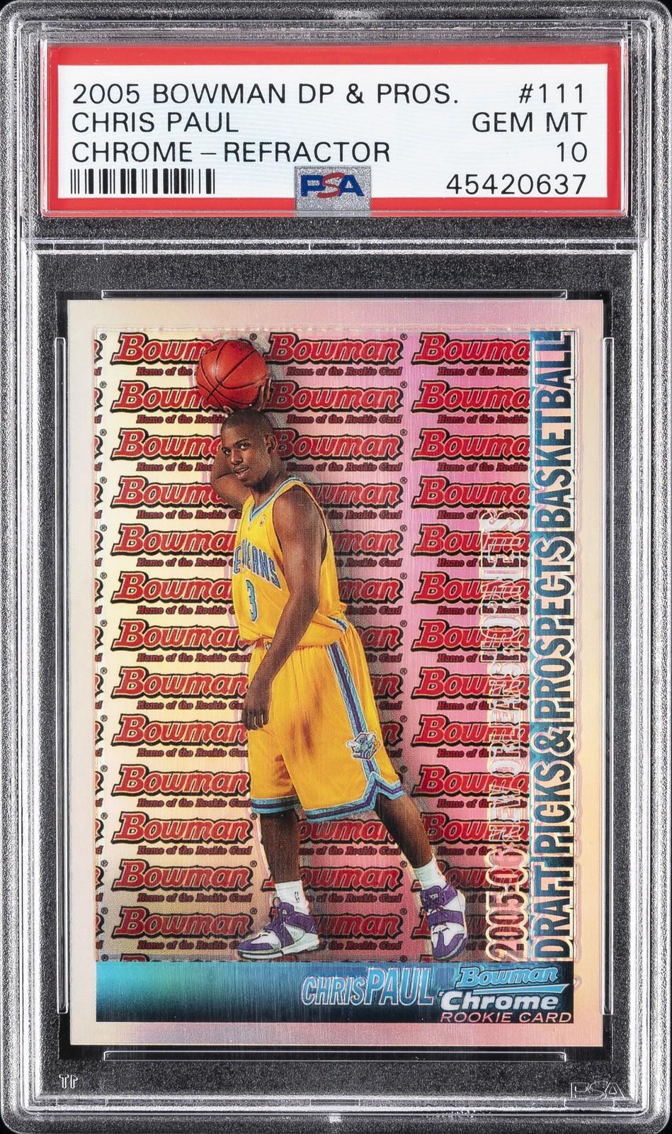 2005 BOWMAN DRAFT & PROSPECTS CHROME REFRACTOR CHRIS PAUL ROOKIE RC #/300 PSA 10