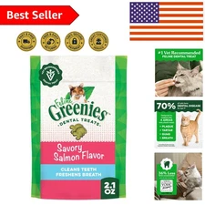 2.1 oz Feline Greenies Salmon Flavor Dental Treats - Natural, Low-Calorie Snack
