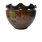 Weller Louwelsa Jardiniere Hand Painted Grapes Arts Crafts - Cracked