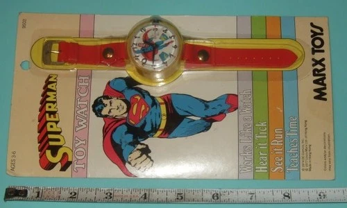 Mint in Card MARX SUPERMAN TOY WRIST WATCH - DC Comics