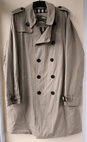Burberry Trench Cappotto Vintage L XL (56) Beige Nova Fodera a Quadri MCL4129