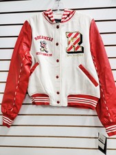 Rocawear Varsity Hoodie Pu Jacket Cream Red Vintage Size Xl Light Weight Nwt