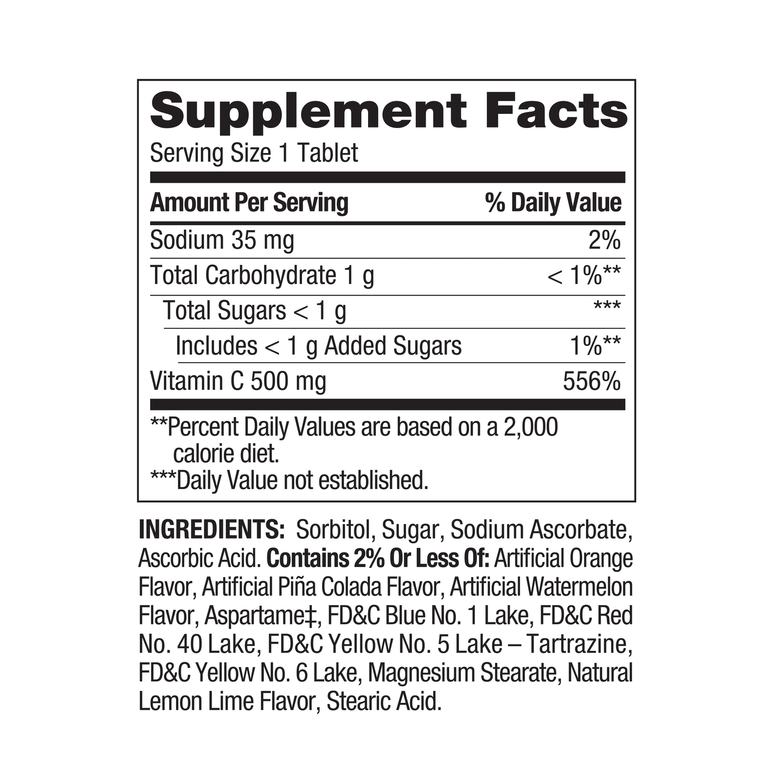 Vitamin C Chewable Tablets Dietary Supplement, Tropical Fruit, 500 mg, 200 Count