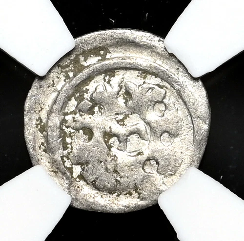 HUNGARY. Bela IV. 1235-1270. Silver Obol, Hebrew letter (Chet), NGC AU55