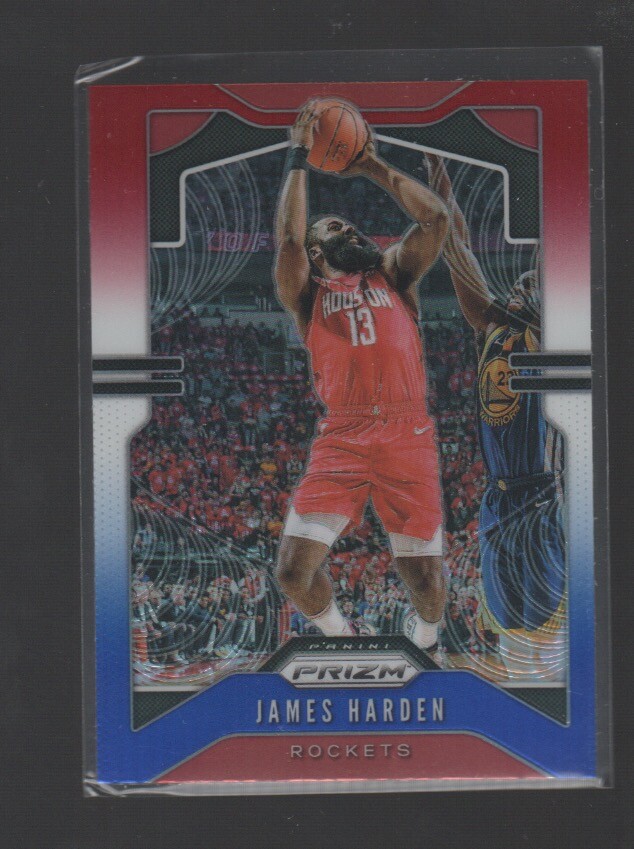 JAMES HARDEN 2019-20 PANINI PRIZM RED WHITE BLUE PRIZMS  CARD #107
