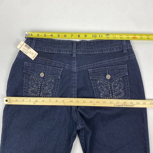 Womens Dark Wash Bootcut Denim Jeans Size 14 New Dress Barn Studd - Picture 4 of 5