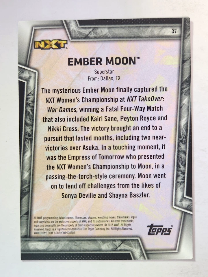 2018 Topps WWE Women's Division #37 EMBER MOON (RC) ROOKIE - Image 2 of 2