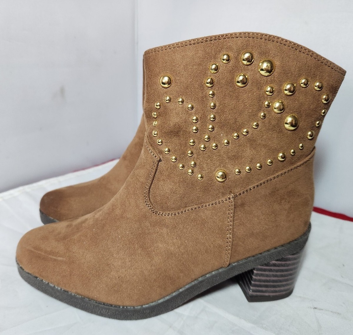 Michael Kors Women's Ankle Boots Size Brown Suede Gold Beaded