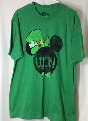 *NWOT* Disney ADULT SIZE XL St Patrick's Day Mickey ''Lucky'' T-Shirt Distressed