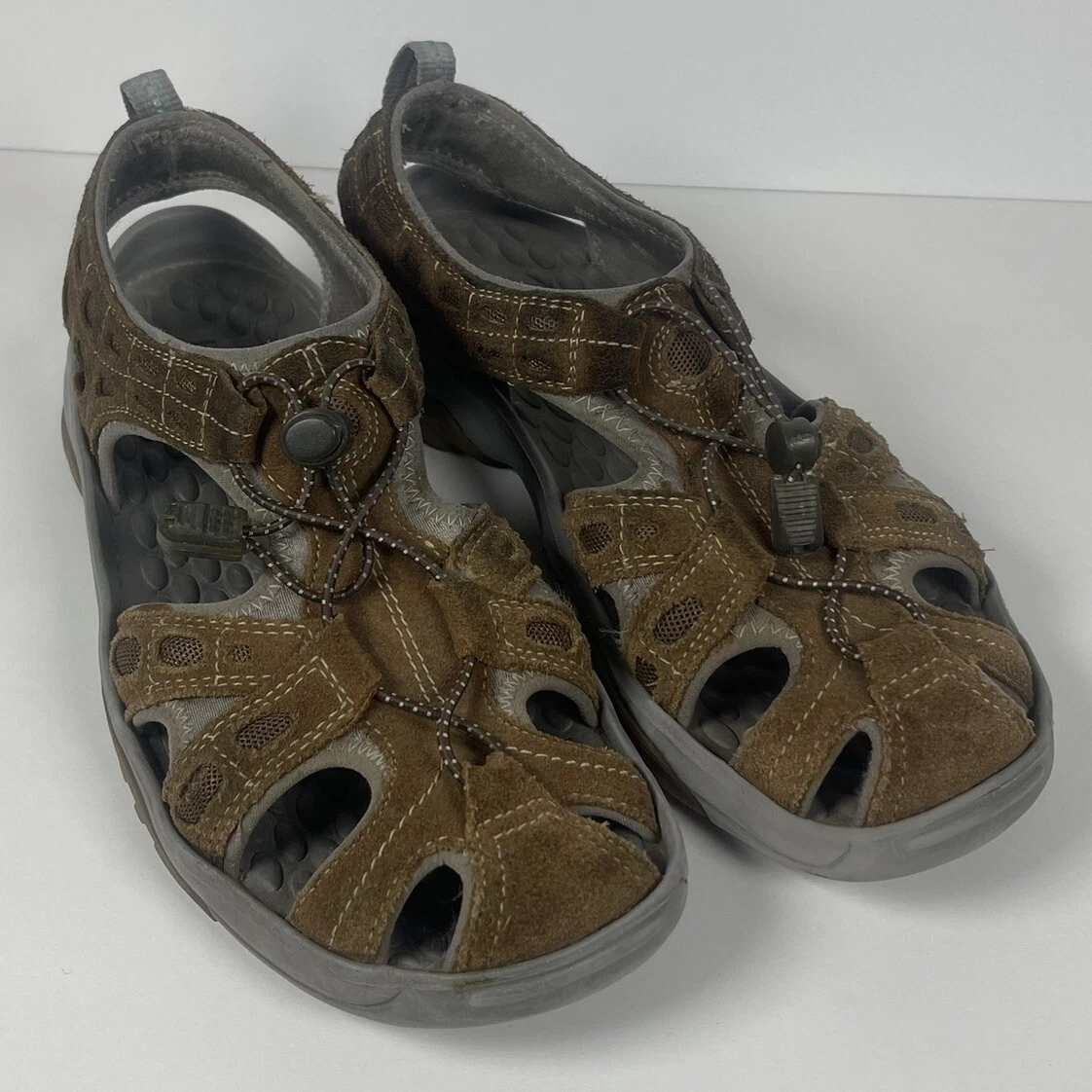 CLARKS Privo sandali uomo pescatore pelle slip on escursionismo outdoor marrone taglia 8 uomo