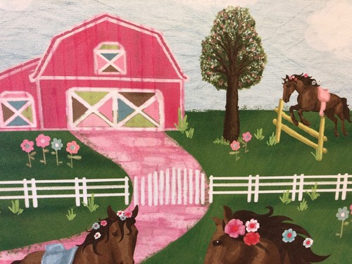 Oopsy Daisy PRETTY HORSES Girls Stretched Canvas Wall Art 21 x 21 Painting EUC - Picture 3 of 6