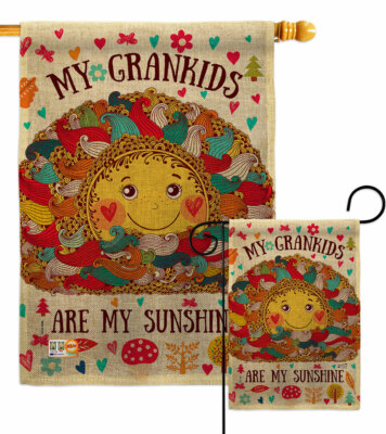 Grandkids Are My Sunshine Burlap Garden Flag Family Grandkid Yard House Banner