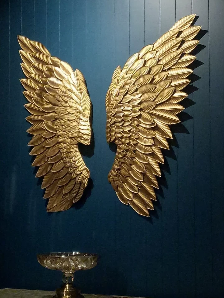 Golden Angel Wings set 2 pcs Roman Style Divine Mural Wall Art Deco Wall Hanging