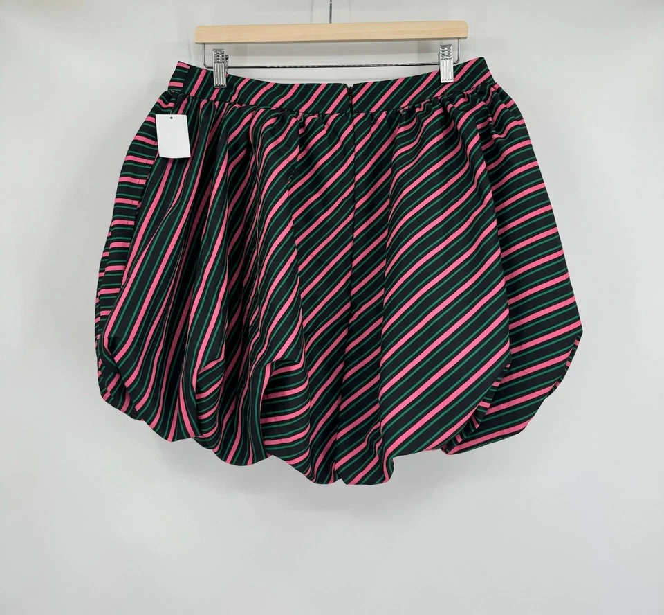 Target Wicked By Paul Tazewell 女式绿色粉红色条纹迷你泡泡裙 XL 码 — 第 3/4 张图片