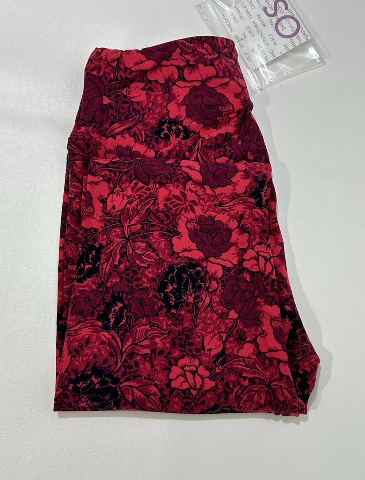 NWT LuLaRoe OS Leggings Pink W/ Floral Design - One Size - Image 4 of 4