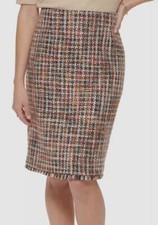Calvin Klein Women's Brown Wool Blend Tweed Pencil Skirt Size W32