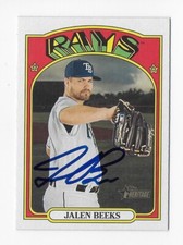 2021 TOPPS HERITAGE #115 JALEN BEEKS RAYS AUTOGRAPHED SIGNED BASEBALL CARD