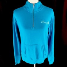 Love Pink Victoria Secret Womens XS Pullover Sweatshirt Blue 1/2 Zip Long Sleeve