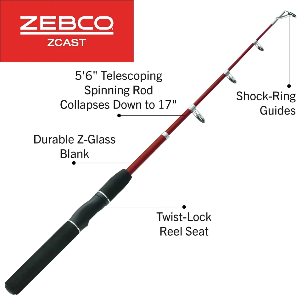 Zebco Z-Cast Spinning Fishing Rod Durable Z-Glass Fishing Pole, Comfortable E... - Image 2 of 4