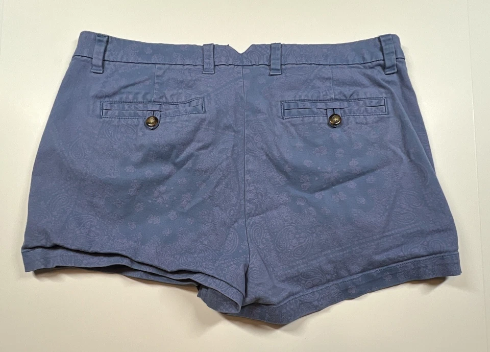 Bongo Women's Paisley Shortie Shorts Size 11 Blue Cotton Spandex Pockets - Image 2 of 4