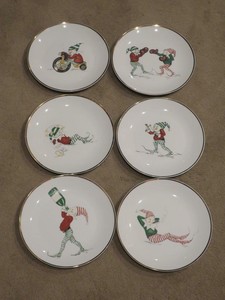 Set 6 Restoration Hardware NAUGHTY ELF SALAD PLATES w/ Box Christmas 7.25" | eBay