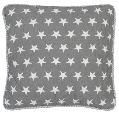 Clayre & Eef Kissenhülle Leinen und Baumwolle gequiltet 40 x 40 cm Sterne grau