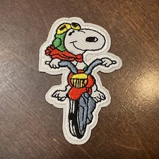 SNOOPY PEANUTS Rides Motorcycle Bike iron on patch  Appx 3" X 1.75”