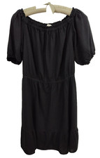 LOFT Rayon Linen Dress Women's Large Black Peasant Beach Boho