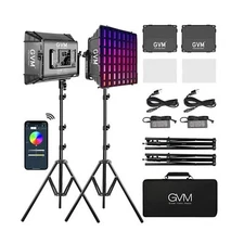 GVM RGB Photography Lighting Kits with 2 Softboxes, 880RS 60W Studio Lights w...
