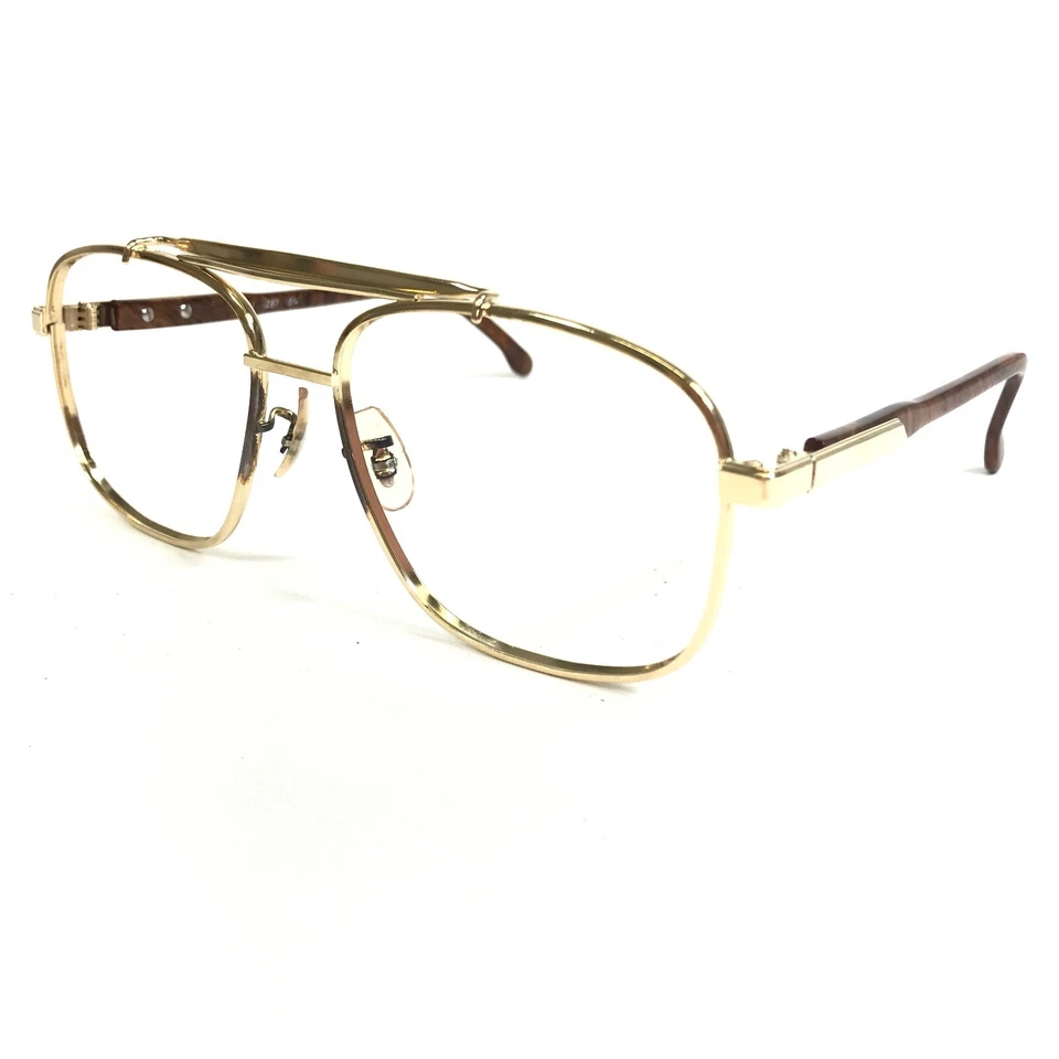 Monturas de gafas de seguridad PI vintage 5 3/4 marrón madera grano dorado Z87 58-16-135 Foto 4 de 4