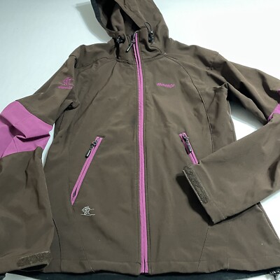 Bergans of Norway Womens Full Zip Hood Soft Shell Brown Purple Jacket Sz M