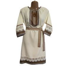 Embroidered dress Vyshyvanka Ukrainian dress brown for women and girls ethnic