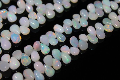 Opal Perlen - Natürlicher Äthiopischer Multi Opal Glatt Birne Briolette 5-10mm Edelstein - Bild 6 von 8