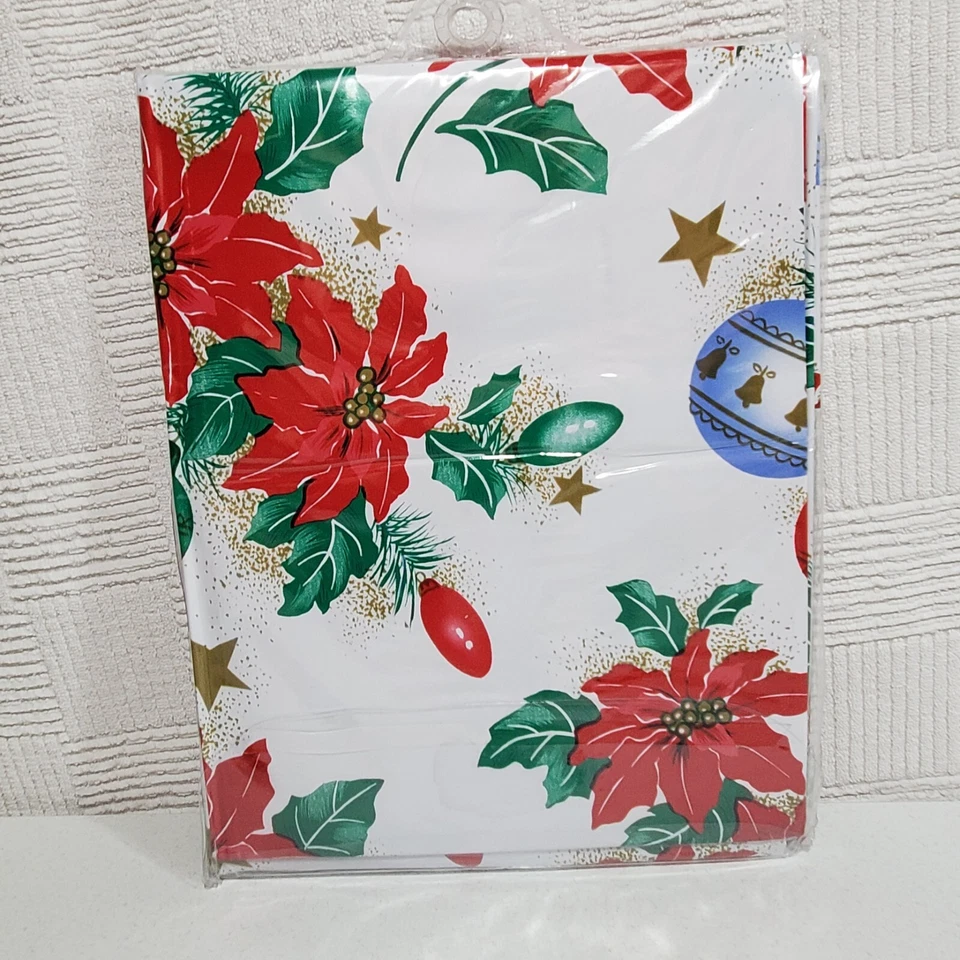 New Carnation Home Fashions Christmas Poinsettia Vinyl 72" by 72" Shower Curtain - Image 3 of 3