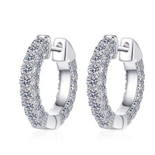 1.92ct Round Cut D/VVS1 Moissanite Huggie Hoop Earrings Real 925 Sterling Silver