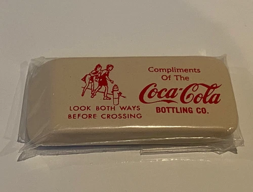 1950's Large, Compliments of The Coca Cola Bottling Co. Eraser, Never Used