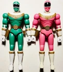 Lot of 2 Vintage 1996 Bandai Power Rangers Zeo 8" Action Figures (Green / Pink)