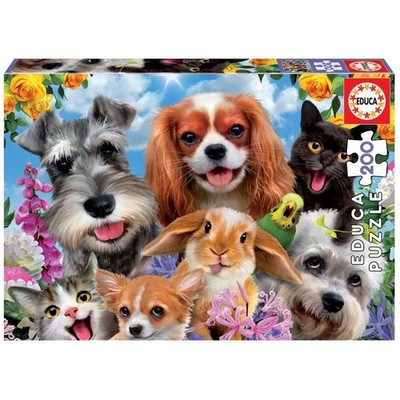 NEW Educa Jigsaw Puzzle 200 Pieces Animals Theme Cute Selfie Pet Parade