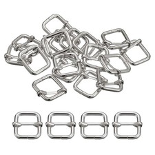 20 Stück Schiebeschnallen 20x25x4.8mm Metall-Rechteck-Einsteller Silber Farbton