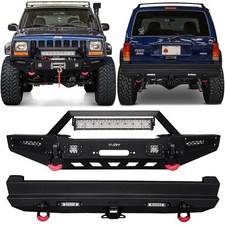 Vijay For 1984-2001 Cherokee Xj New Steel Frontrear Bumper Wwinch Platelights